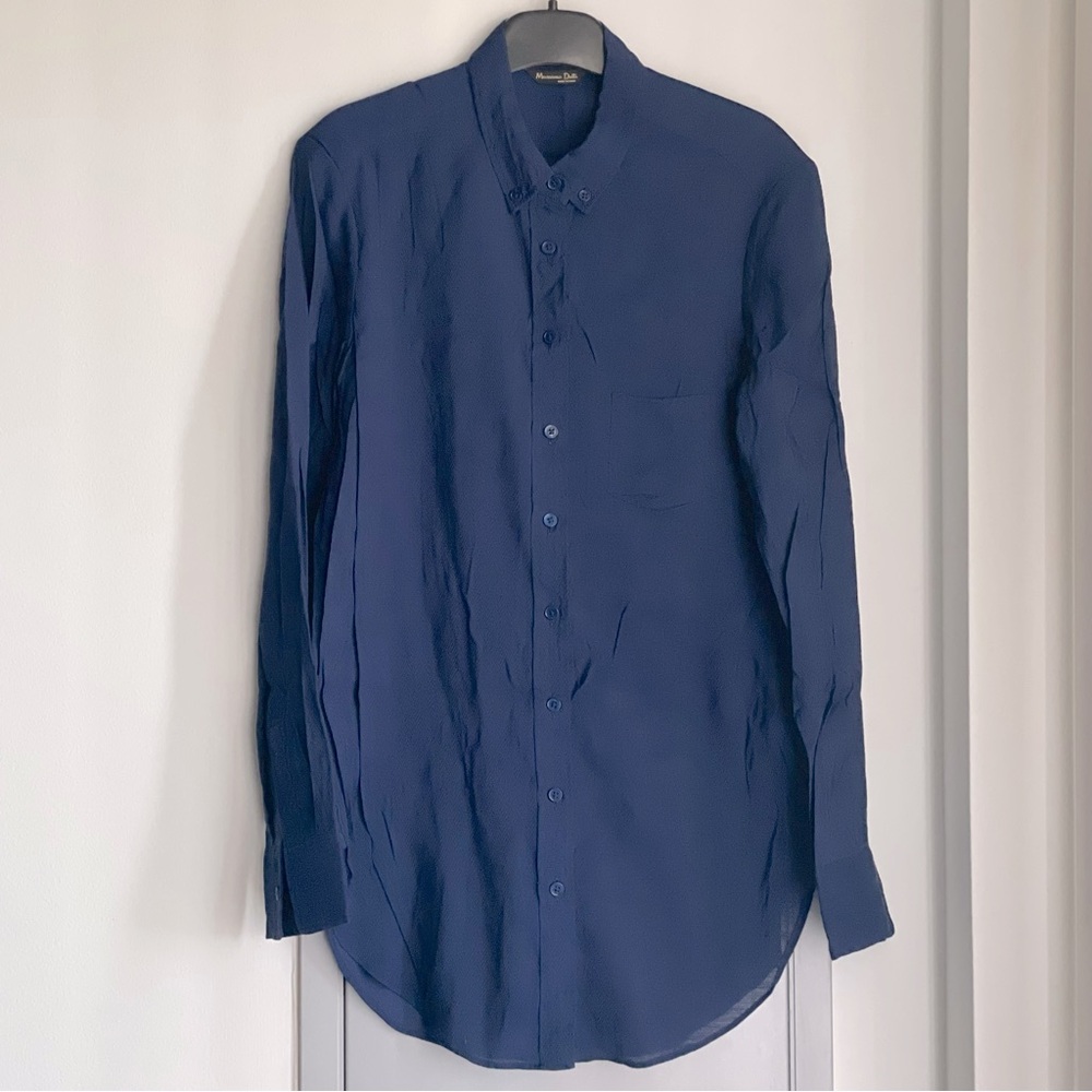 MASSIMO DUTTI Deep Blue Button Down Women’s Blouse